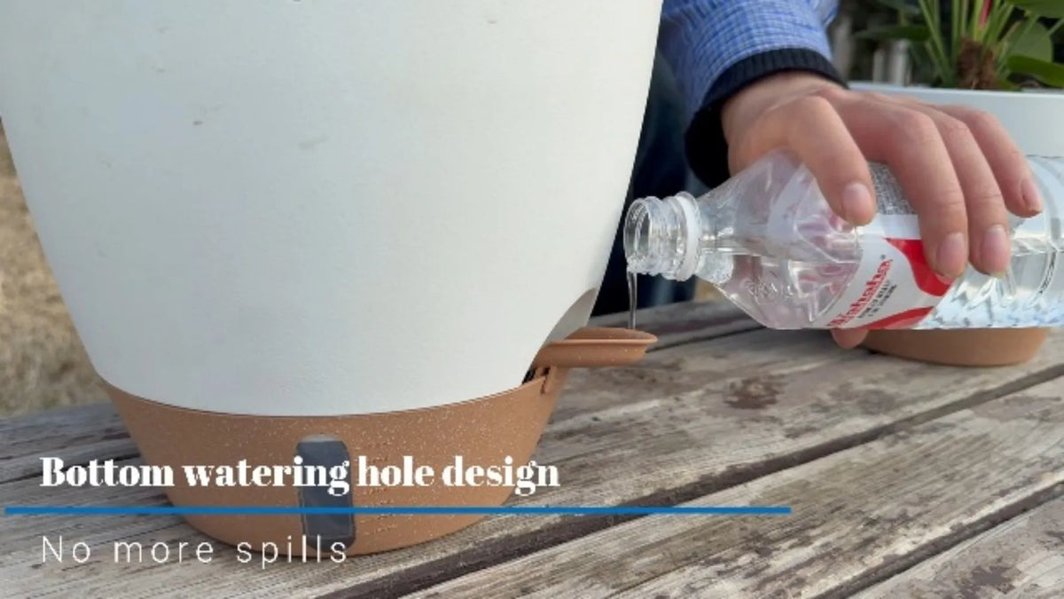 Self-Watering Porcelain Planters With Water Level Indicator for Plants