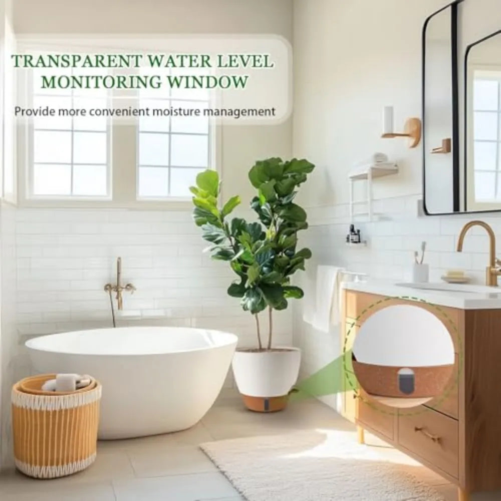 Self-Watering Porcelain Planters With Water Level Indicator for Plants