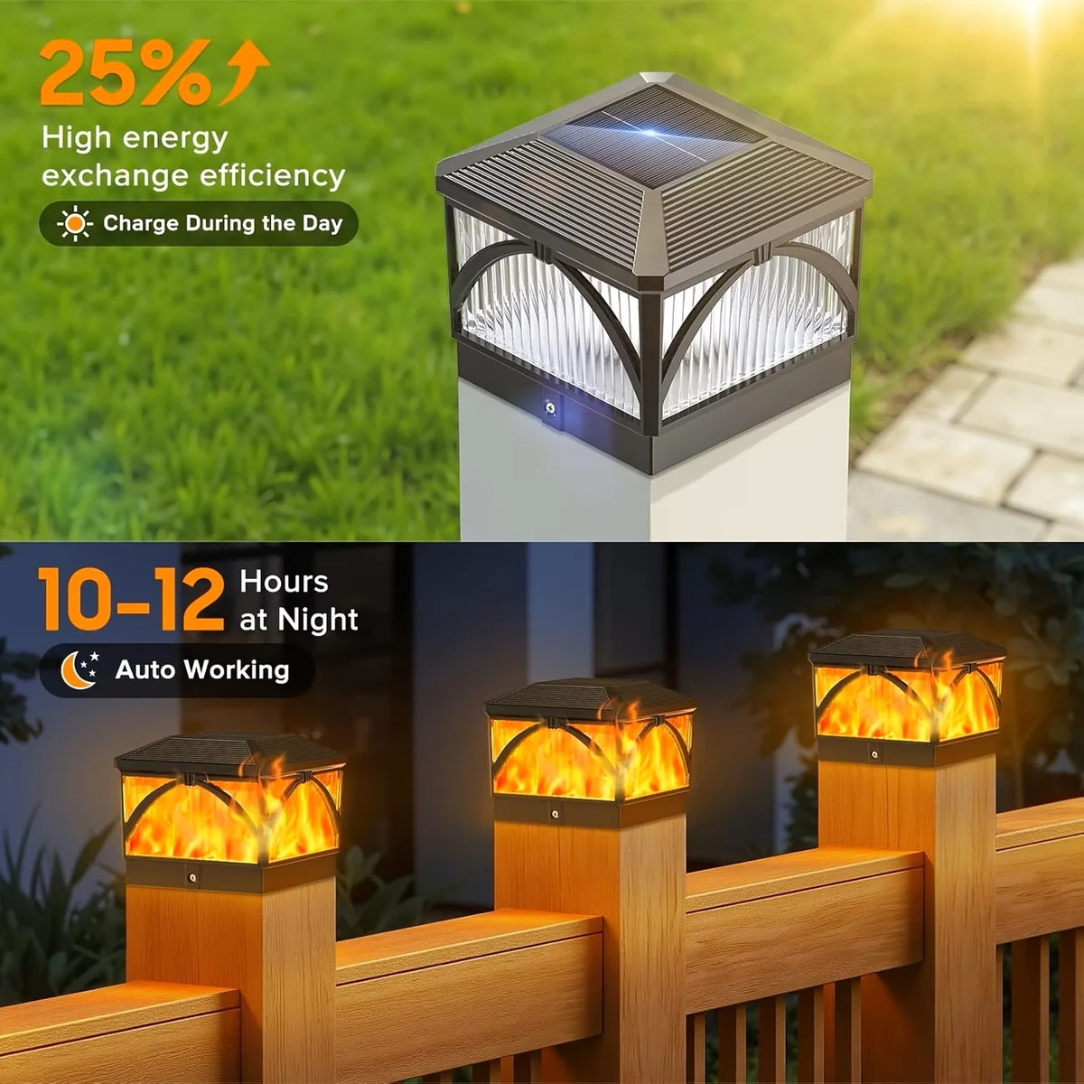 KPSTEK Solar LED Waterproof Outdoor Fence Gate Pillar Light