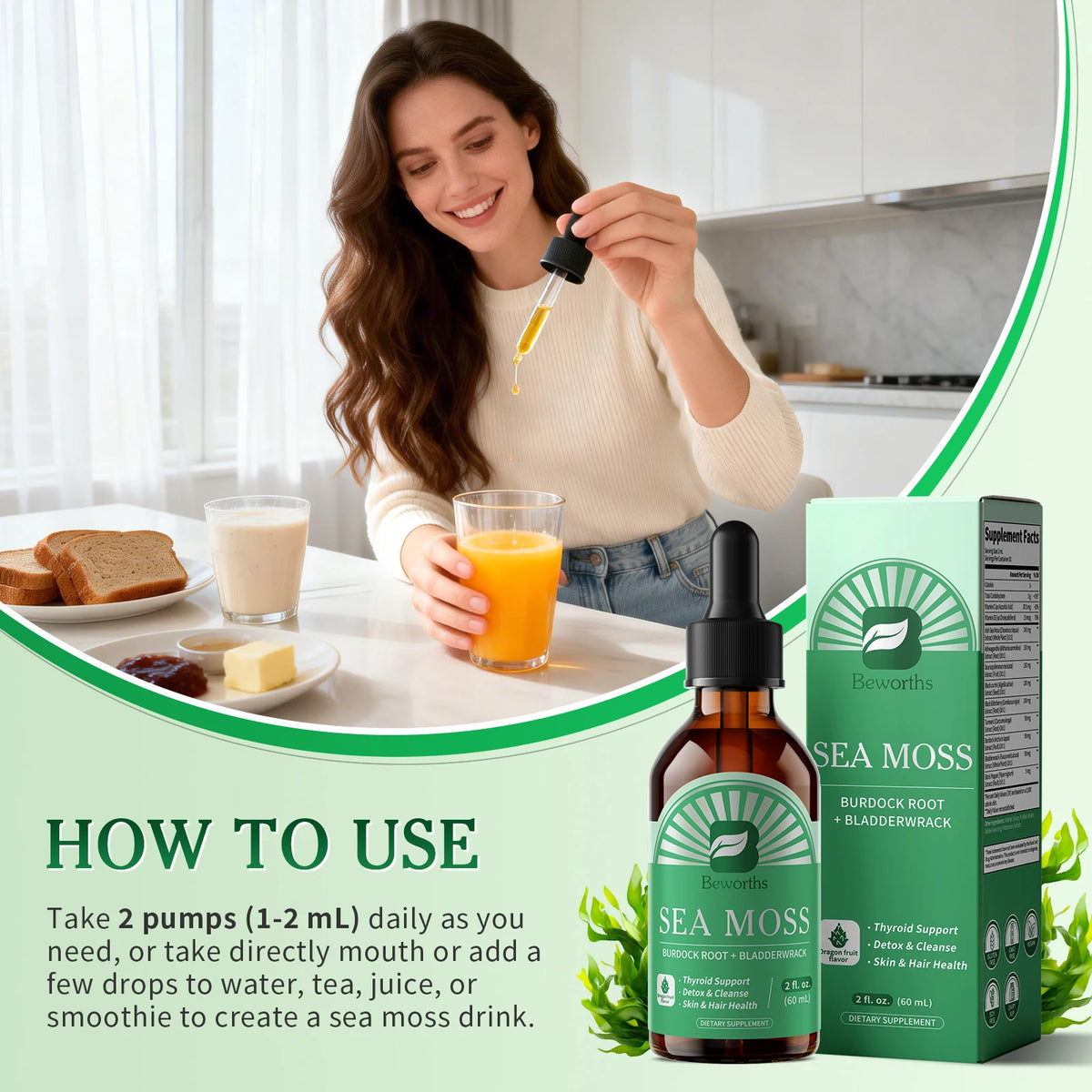 Beworths Irish Sea Moss Drops With Ashwagandha Black Seed Oil