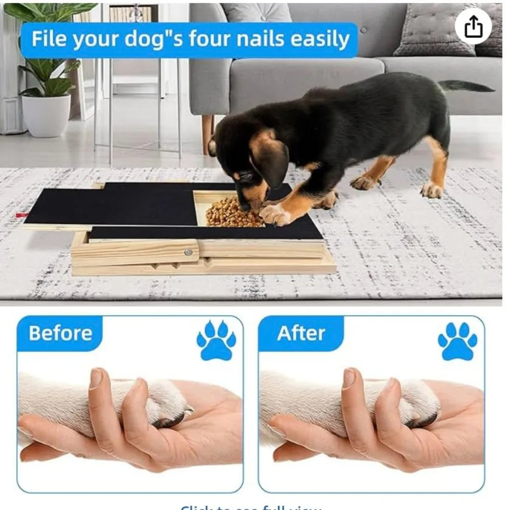 Adjustable Wooden Dog Nail Scratch Board With Treat Box