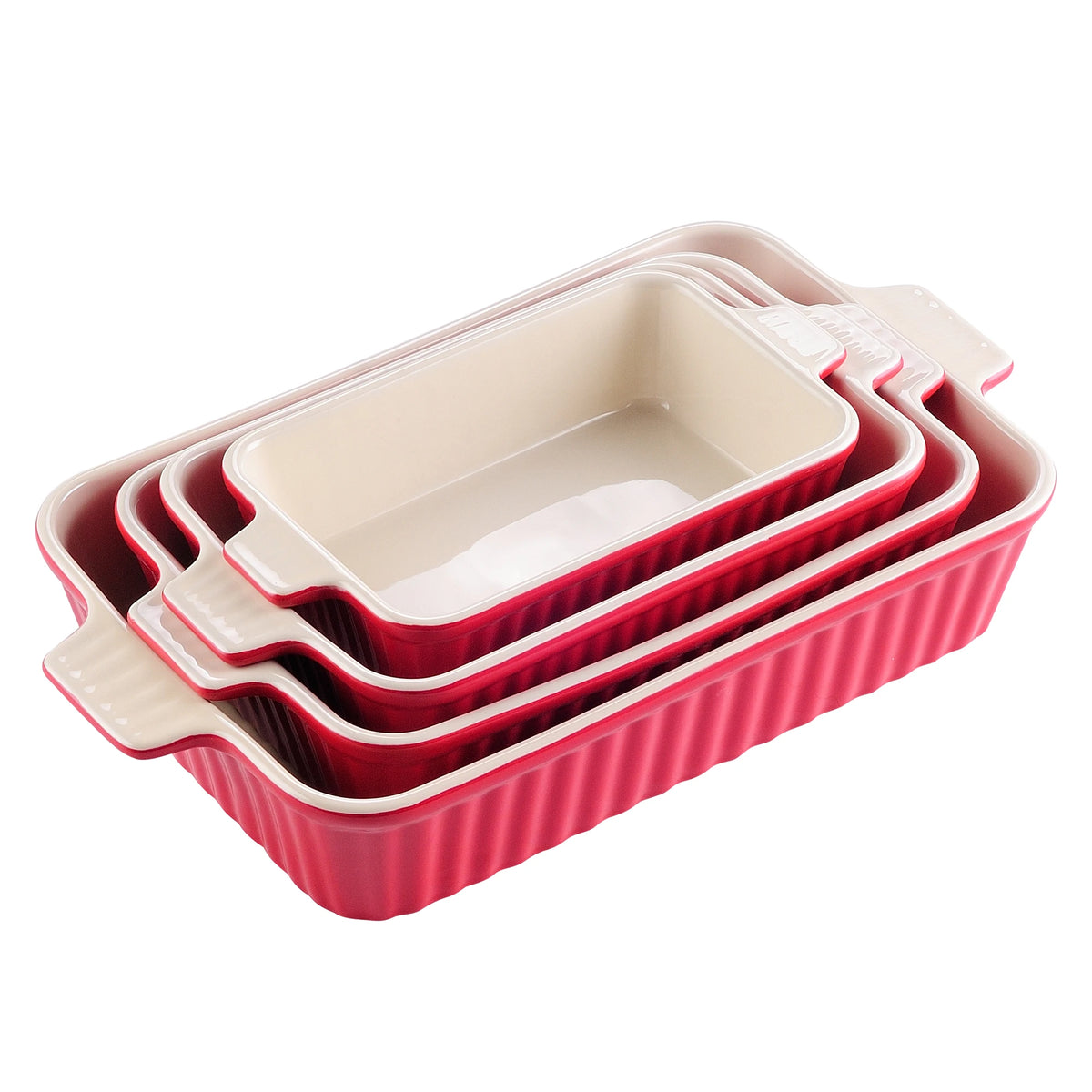 MALACASA Ceramic Baking Dish Set With Handles For Lasagna Casseroles