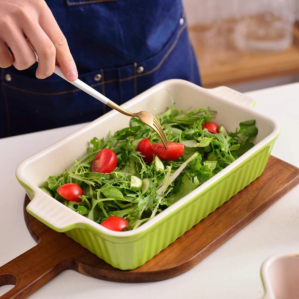 MALACASA Ceramic Baking Dish Set With Handles For Lasagna