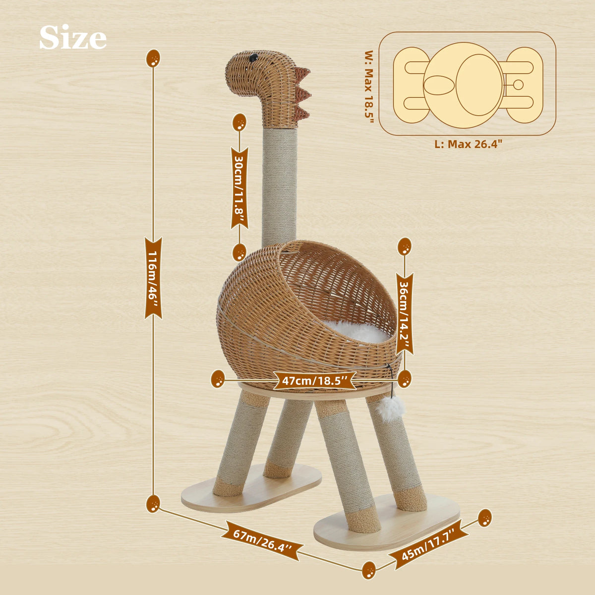 PAWZ Road Dinosaur Cat Tree Sisal Scratching Post Condo