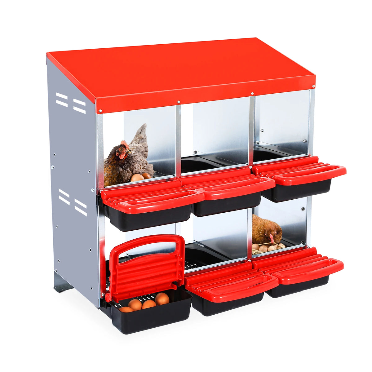HiMISS Metal Chicken Nesting Box With Roll Out Egg Collection