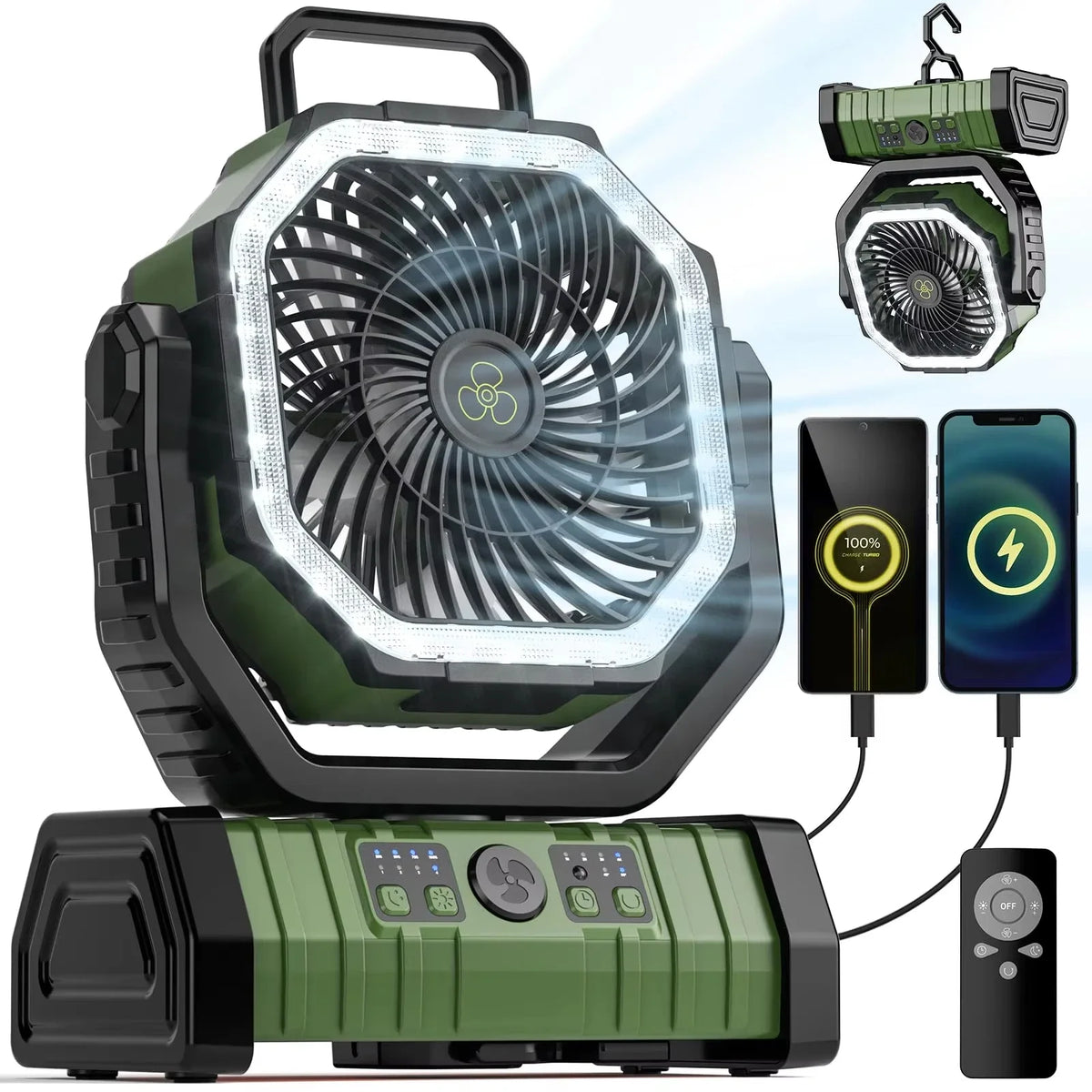 Battery Operated Portable Cooling Fan With Led Light