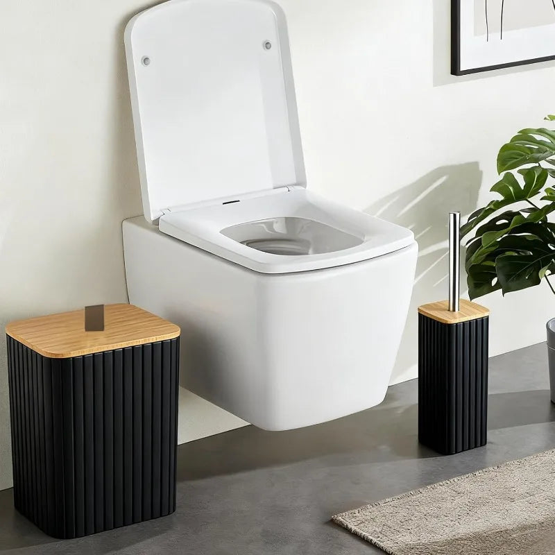 Bathroom Accessory Set With Toilet Brush, Trash Can, Soap Dispenser