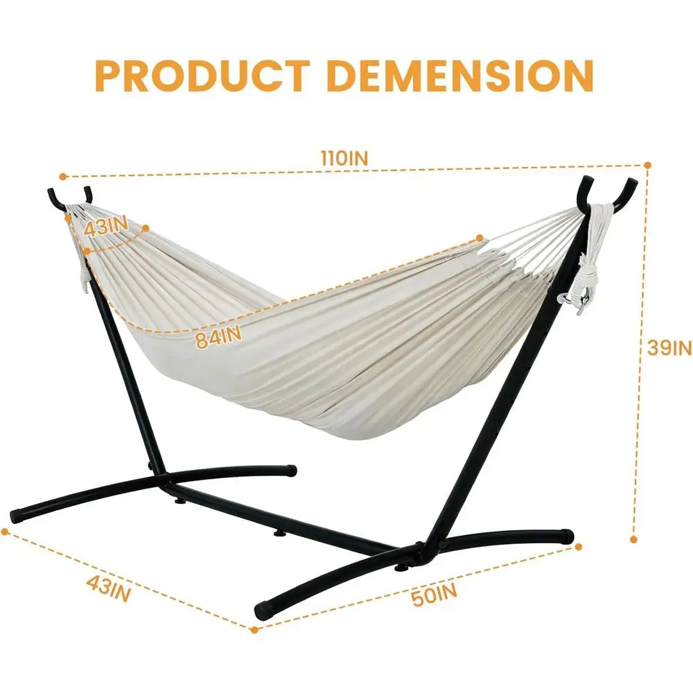 Indoor Outdoor Portable Hammock With Stand, Pillow And Carrying Bag