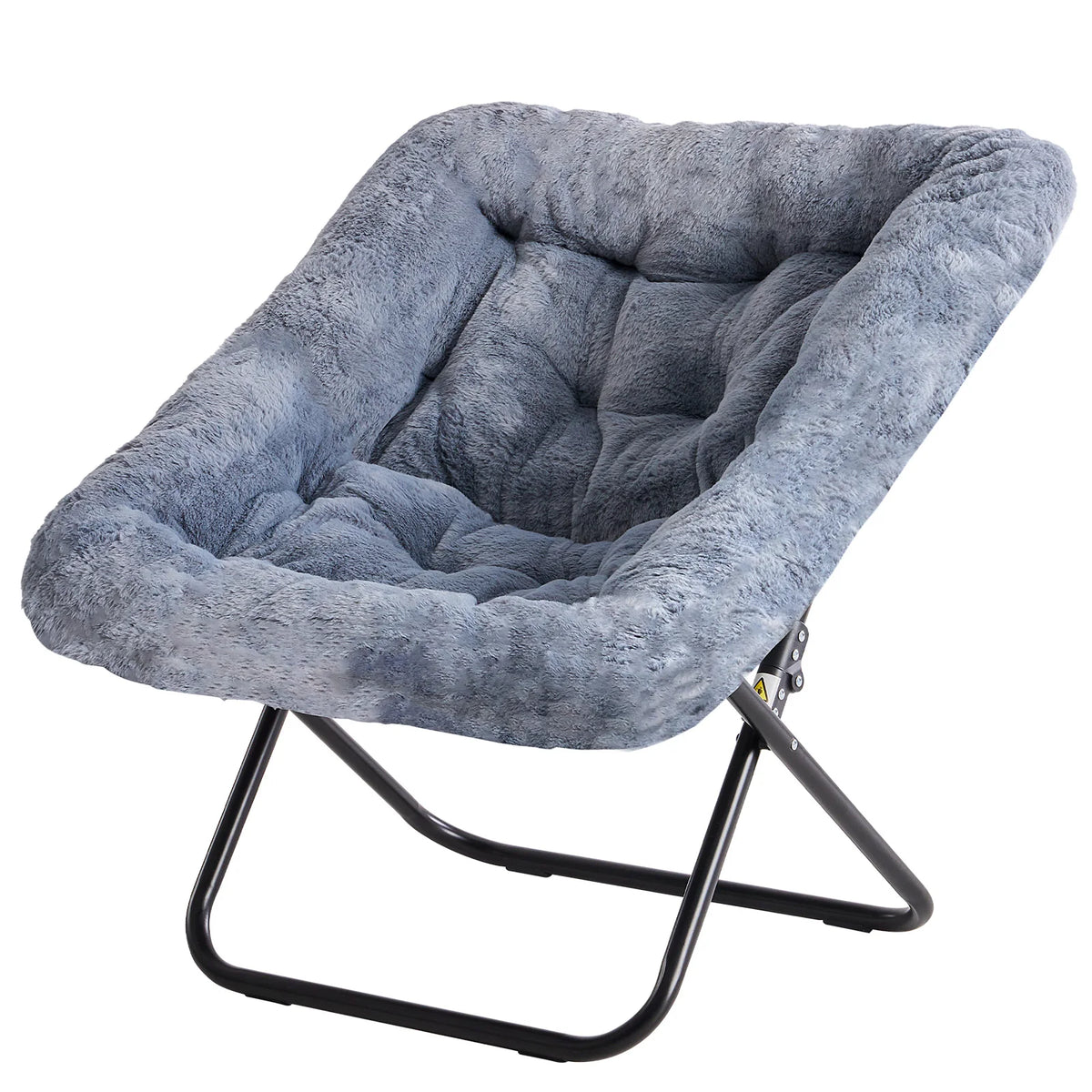 JHK Cozy Faux Fur Folding Saucer Chair With Padded Seat