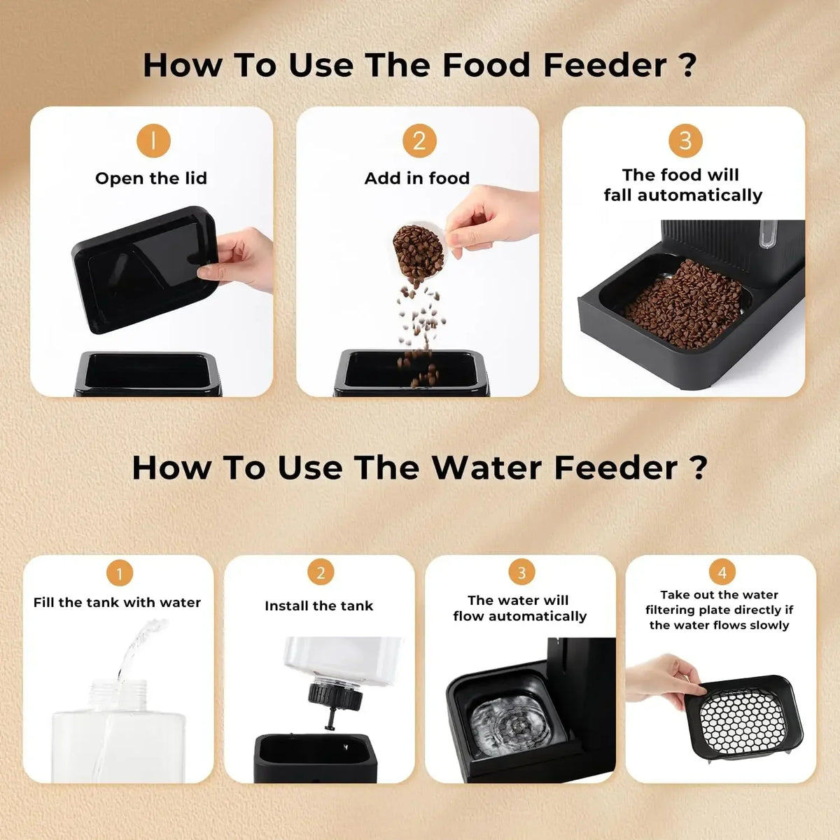 ZOMISIA Smart Automatic Cat Feeder With Food And Water Dispenser
