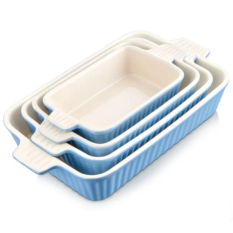 MALACASA Ceramic Baking Dish Set With Handles For Lasagna