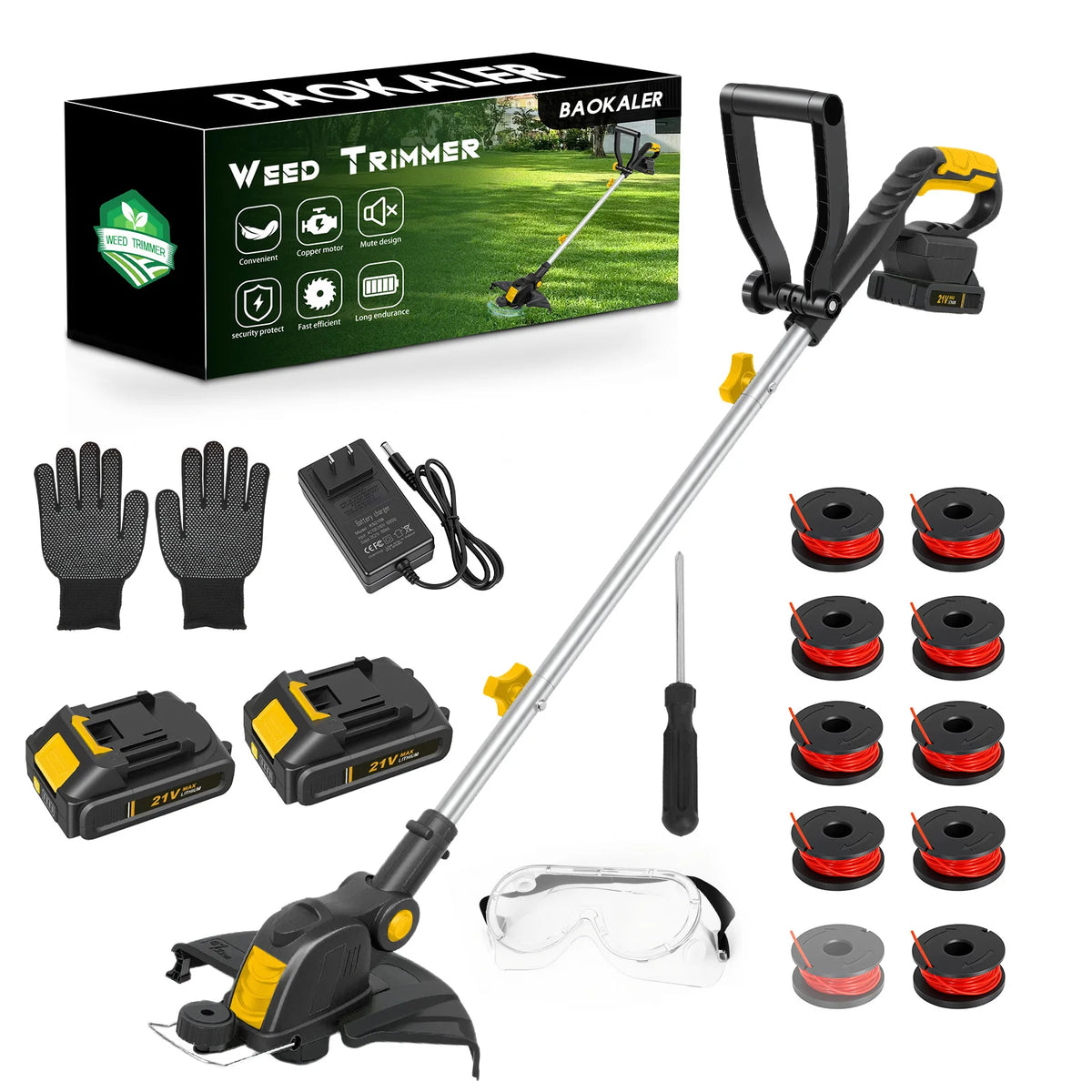 Cordless 3-in-1 String Trimmer and Lawn Edger with Battery Charger