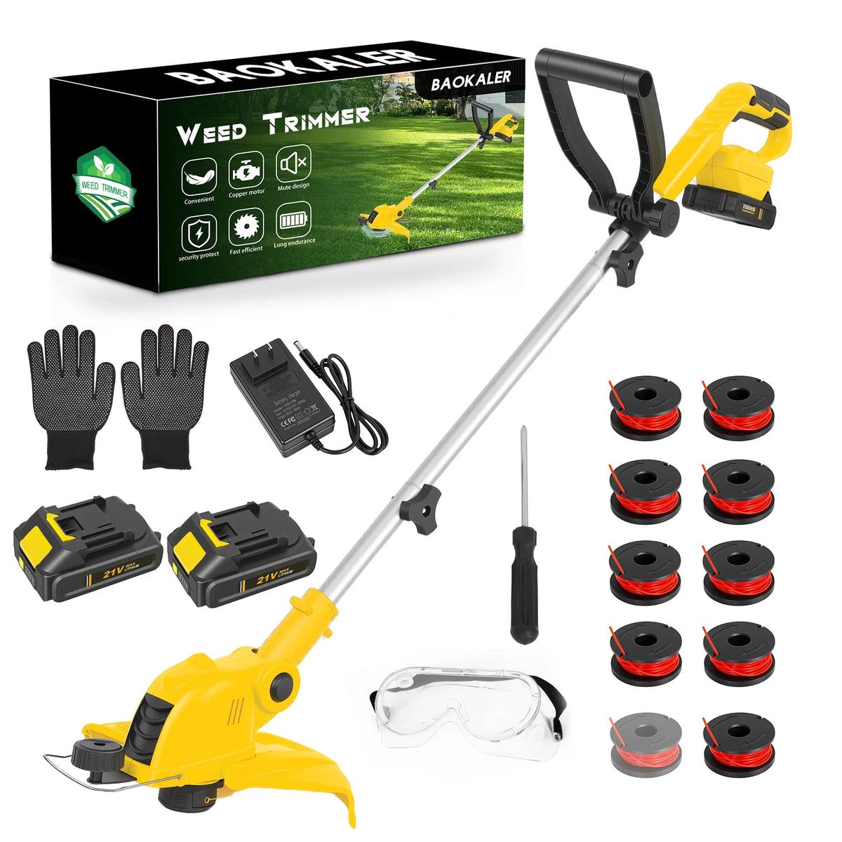 Cordless 3-in-1 String Trimmer and Lawn Edger with Battery Charger