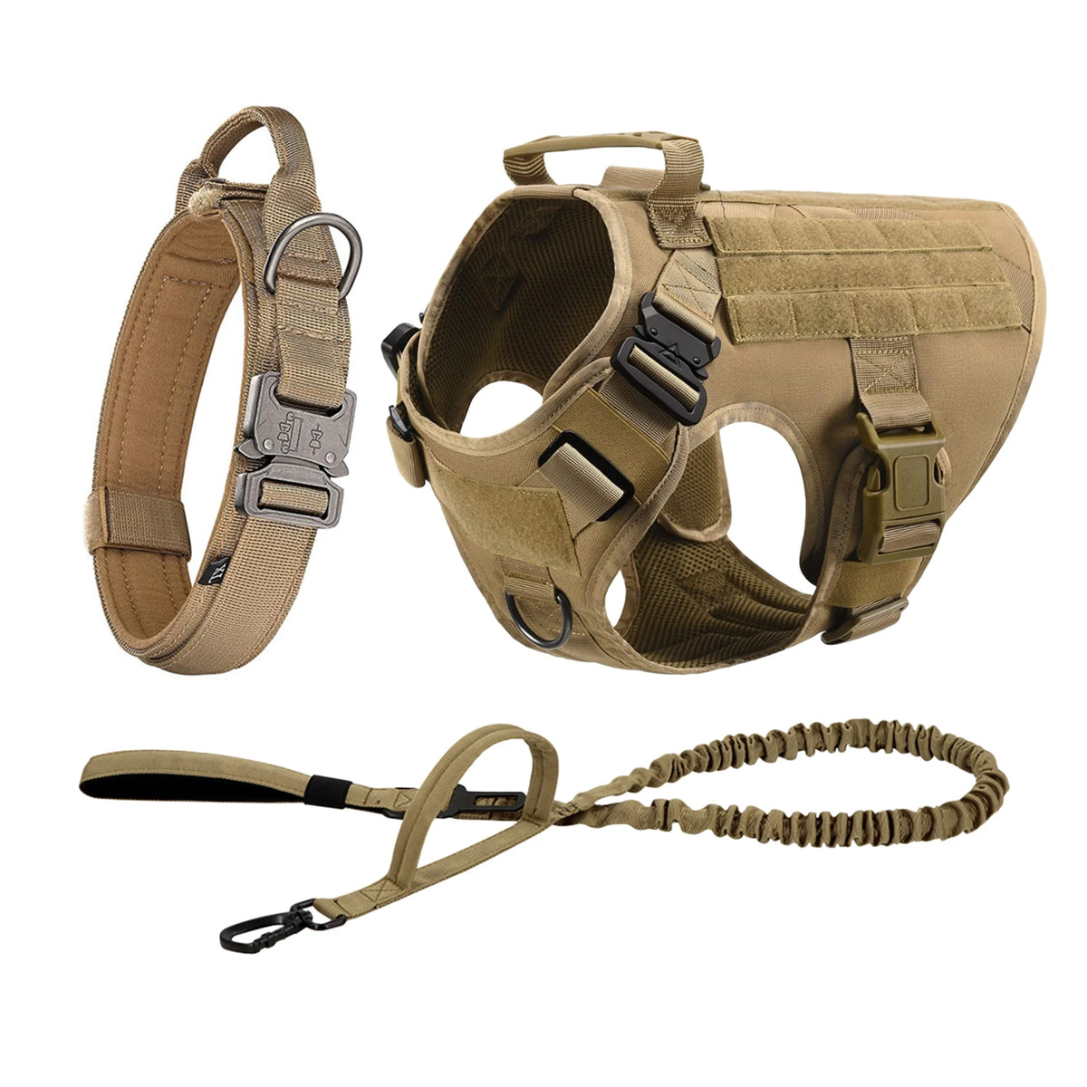 Tactical Nylon Molle Dog Harness Vest With Padded Quick Release