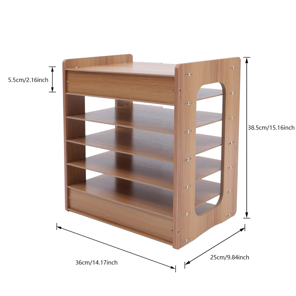 7 Tier Wooden Office Paper Organizer Desk File Sorter Rack