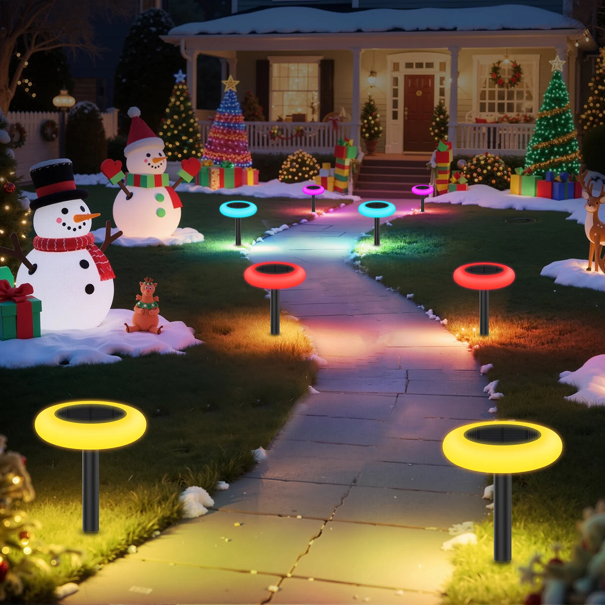 Intelamp Solar LED Pathway Lights for Outdoor Garden Walkways