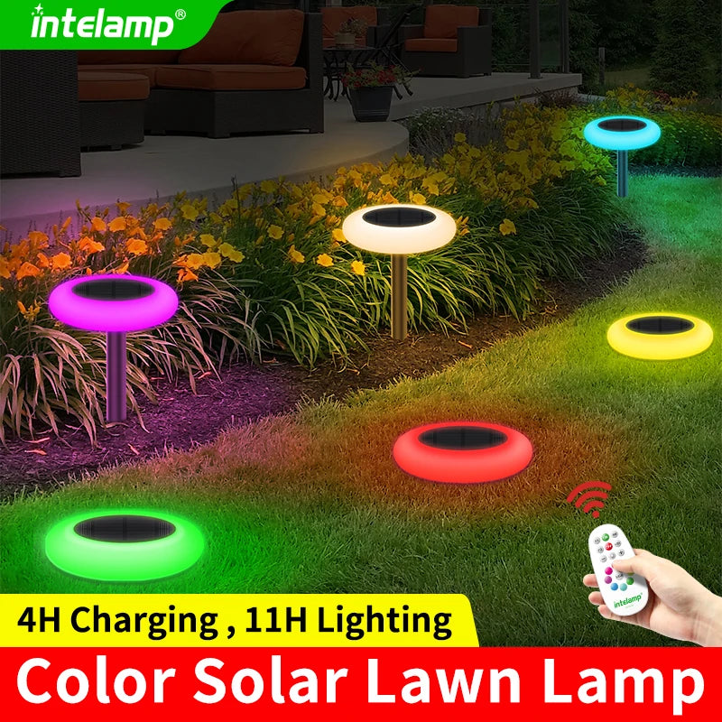 Intelamp Solar LED Pathway Lights for Outdoor Garden Walkways