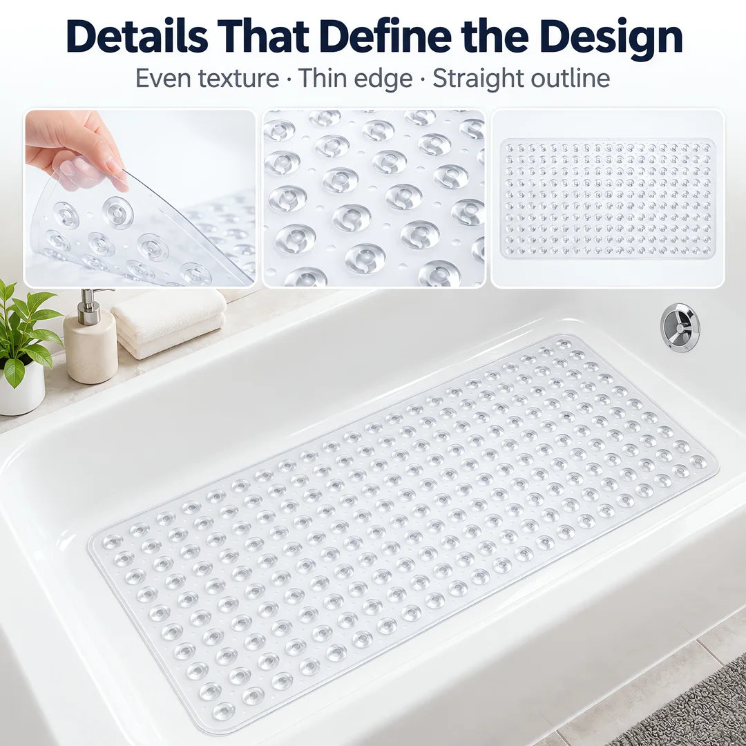 PVC Suction Cup Bath Mat For Bathtub And Bathroom Surfaces