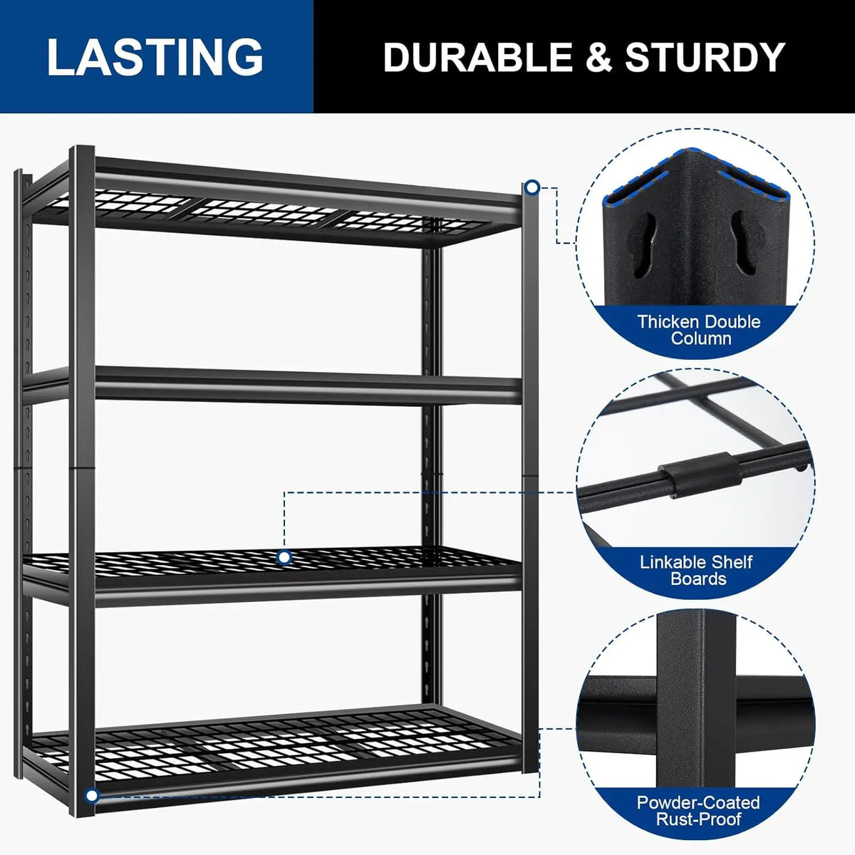 Heavy Duty 4 Tier Metal Garage Adjustable Storage Shelf Unit