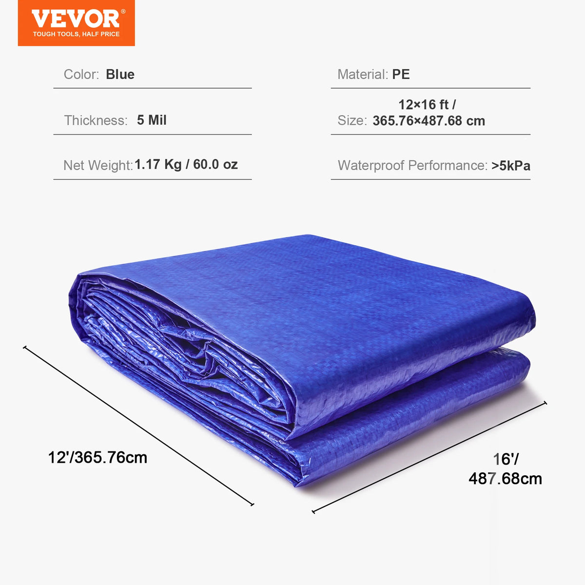 SucceBuy Heavy Duty Waterproof Tarpaulin With Aluminum Grommets