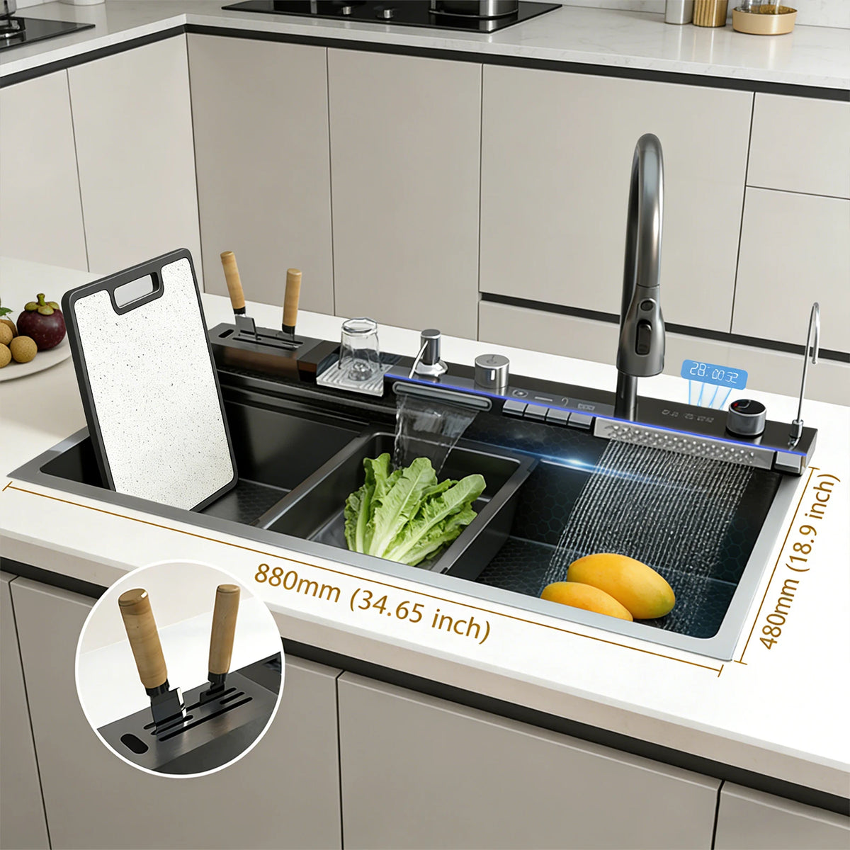 BusySink Modern Stainless Steel Multifunctional Kitchen Sink