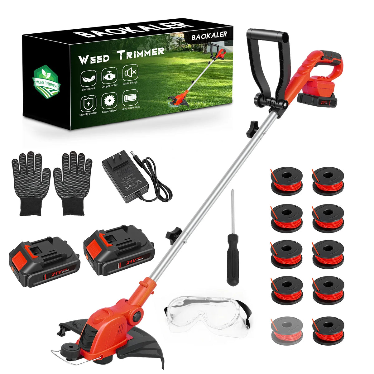 Cordless 3-in-1 String Trimmer and Lawn Edger with Battery Charger