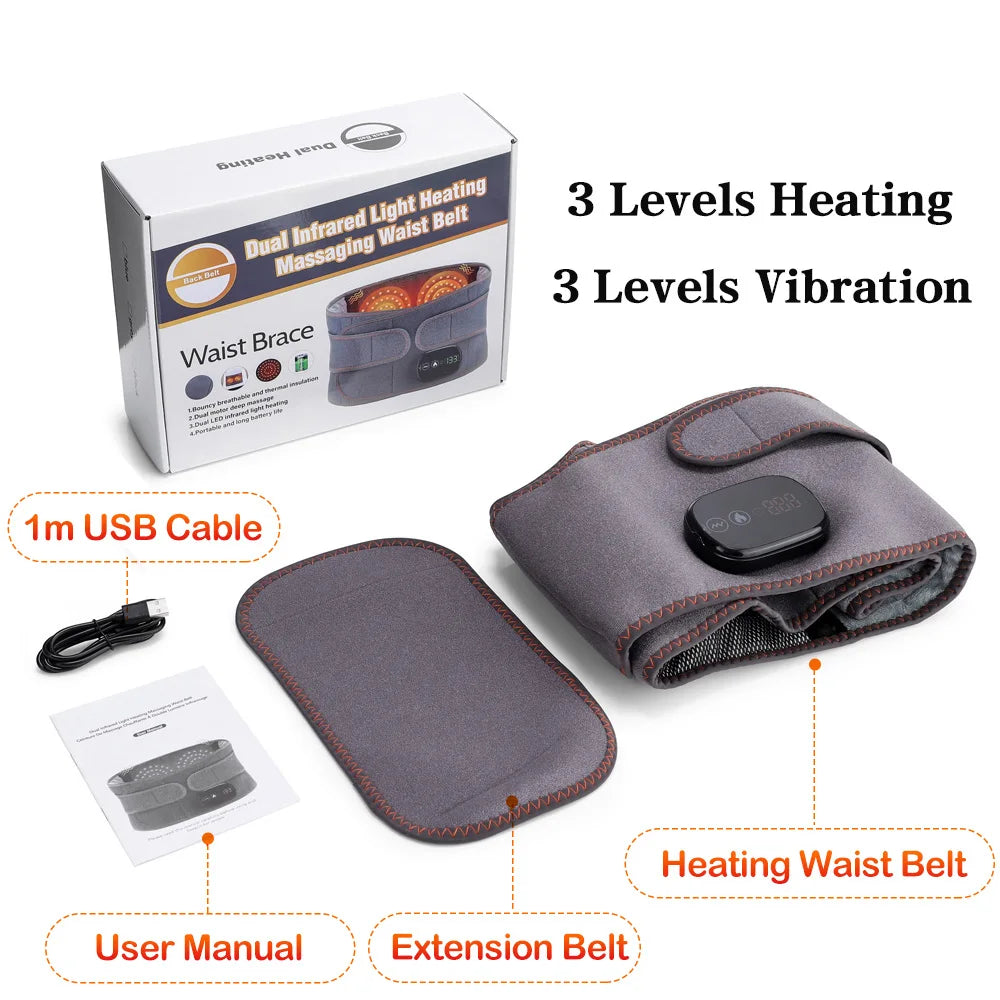 Hailicare Rechargeable Heated Massage Waist Belt Lumbar Support