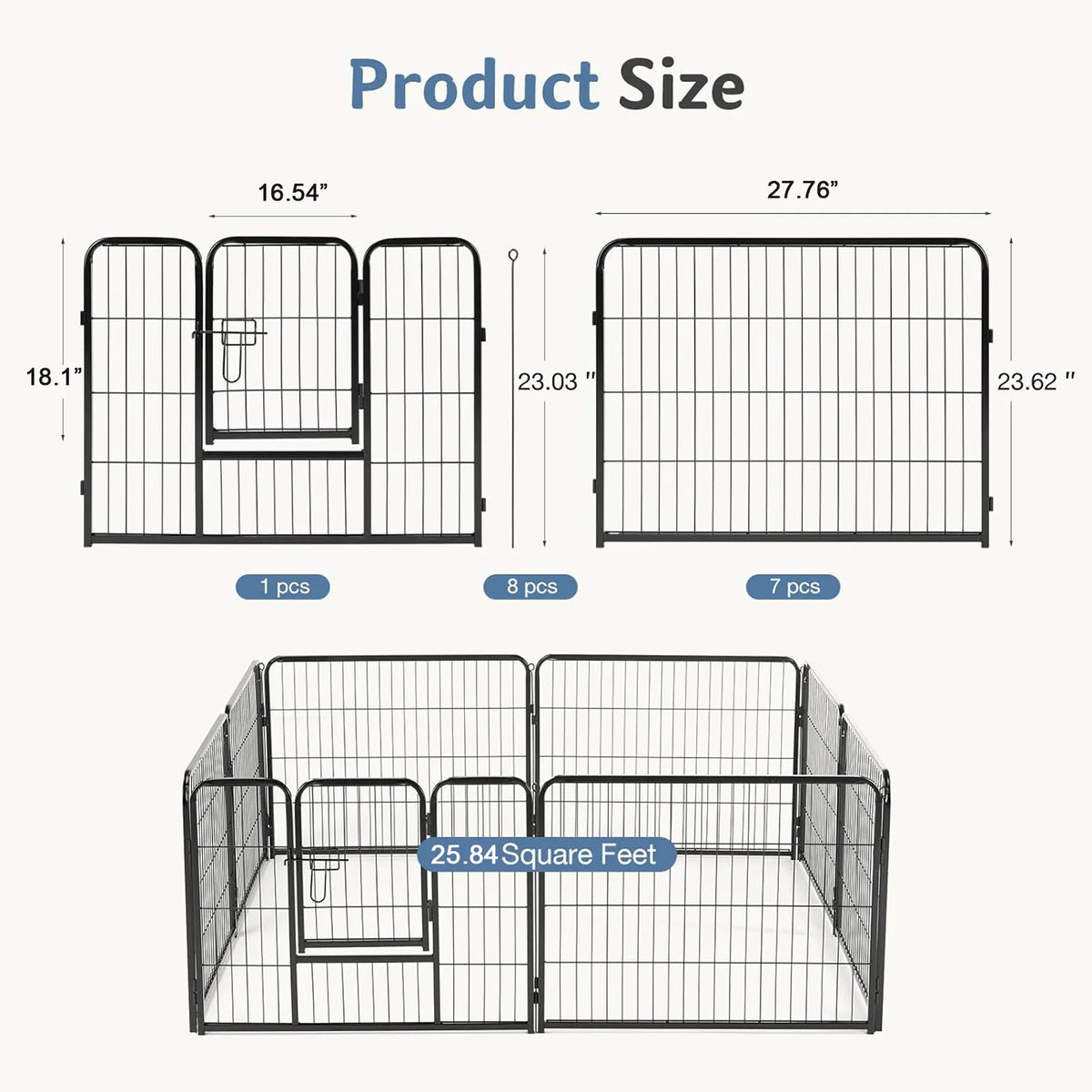 JHK Metal Foldable Dog Playpen And Outdoor Pet Exercise Fence