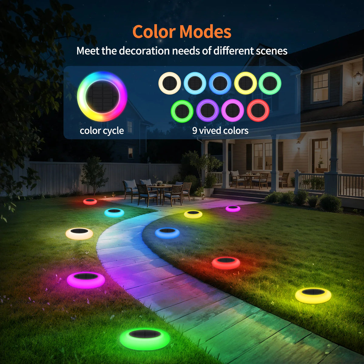 Intelamp Solar LED Pathway Lights for Outdoor Garden Walkways