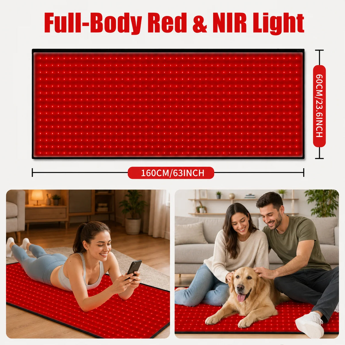 Red Light Therapy Mat 660Nm 850Nm Adjustable Timer Intensity