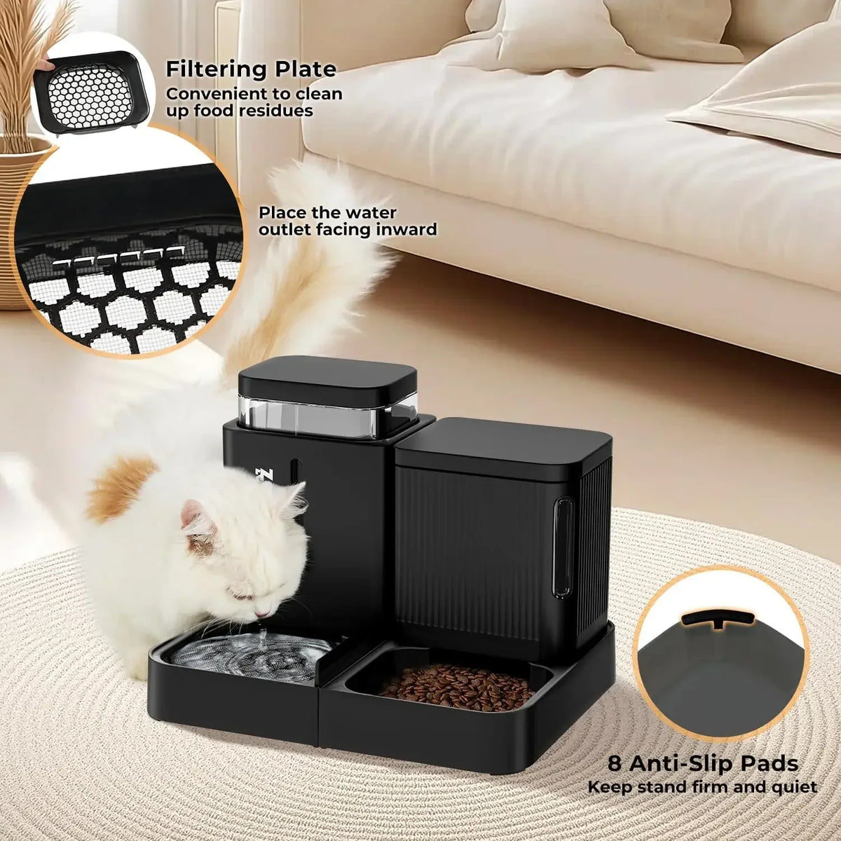 ZOMISIA Smart Automatic Cat Feeder With Food And Water Dispenser