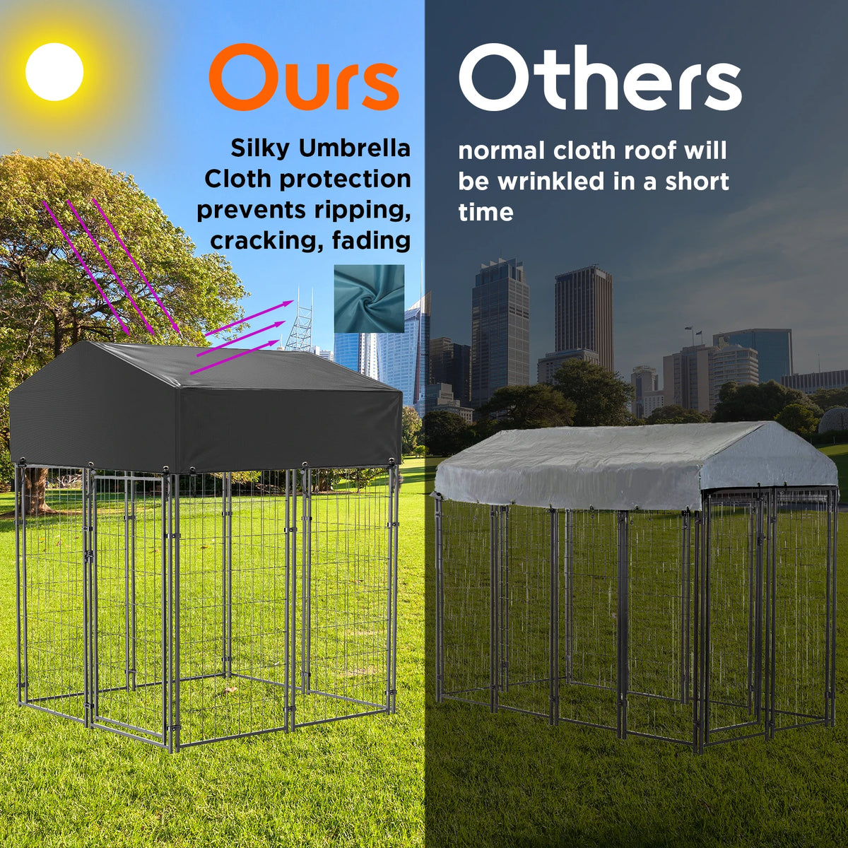Heavy Duty Iron Canine Exercise Playpen With Roof Outdoor Kennel