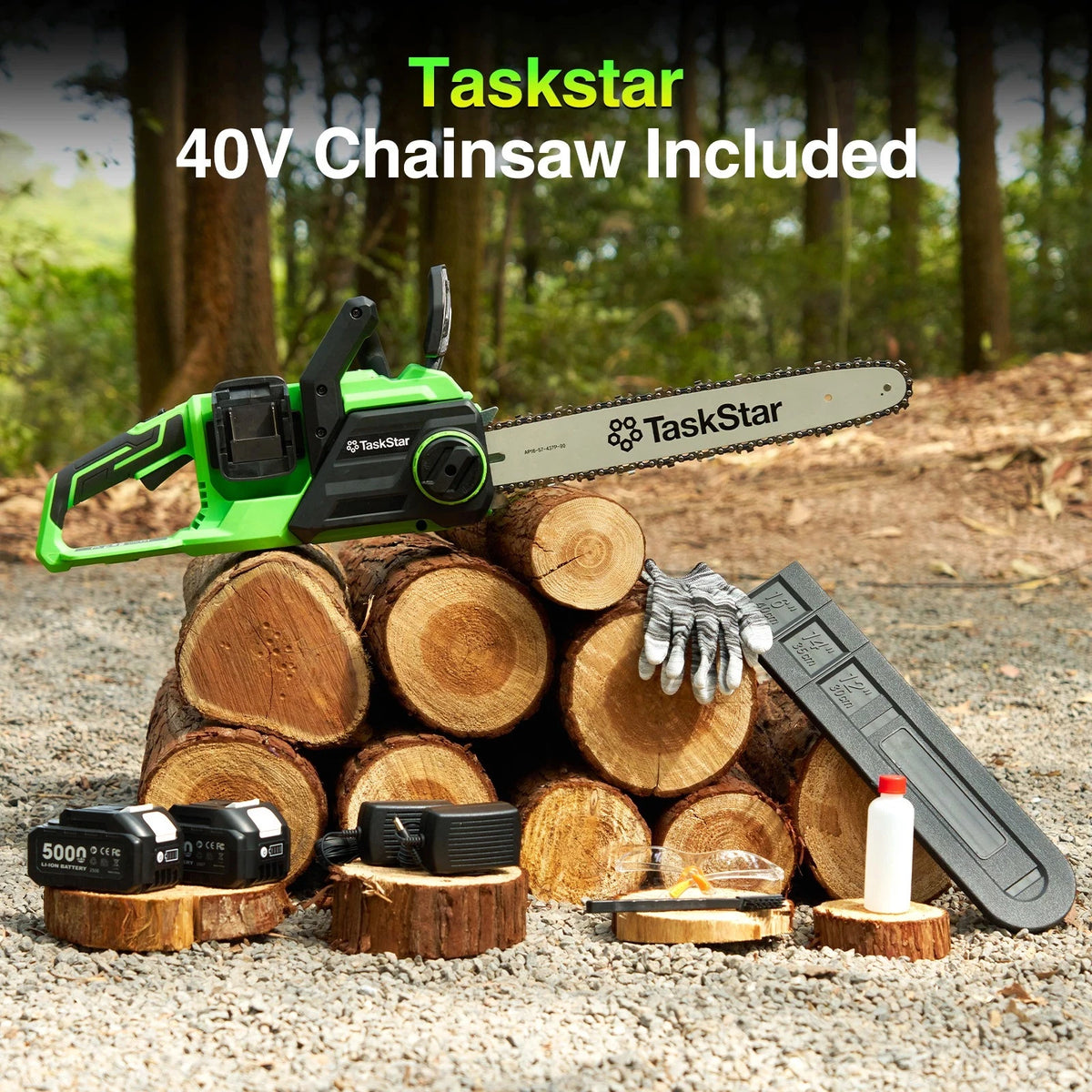 TaskStar Brushless Cordless Chainsaw With Automatic Oiling System