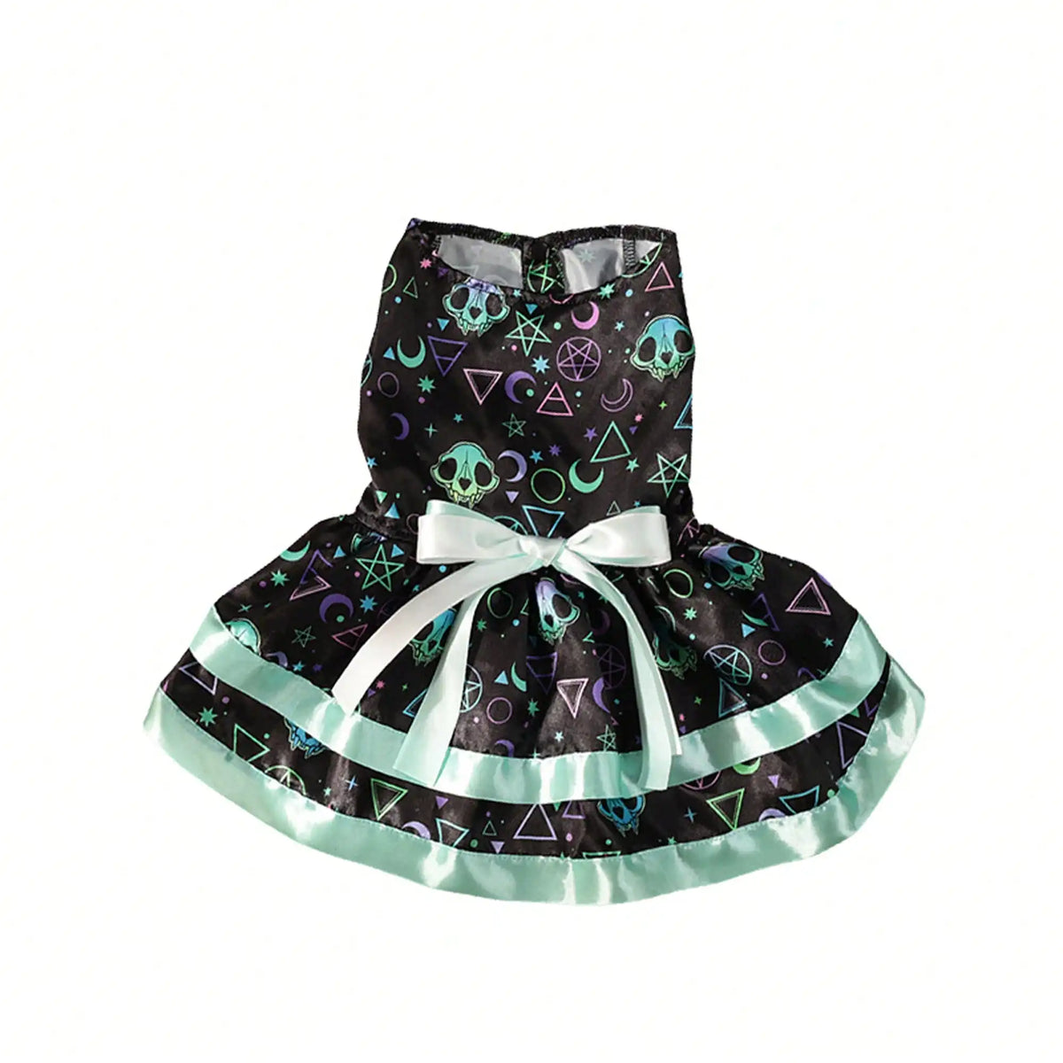 Funny Pumpkin Skull Print Halloween Dog Dress With Bowknot