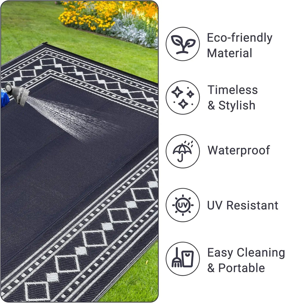 Garvee Washable Waterproof Rug for Indoor and Outdoor Living Spaces