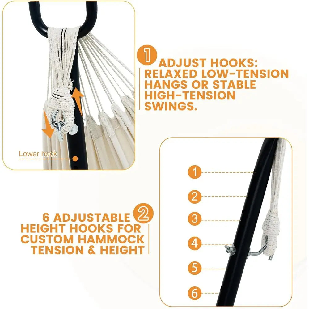 Indoor Outdoor Portable Hammock With Stand, Pillow And Carrying Bag