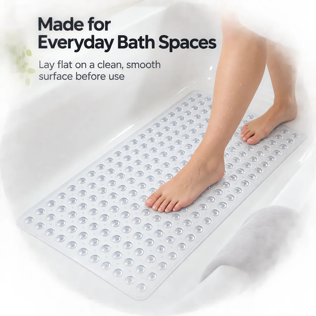 PVC Suction Cup Bath Mat For Bathtub And Bathroom Surfaces
