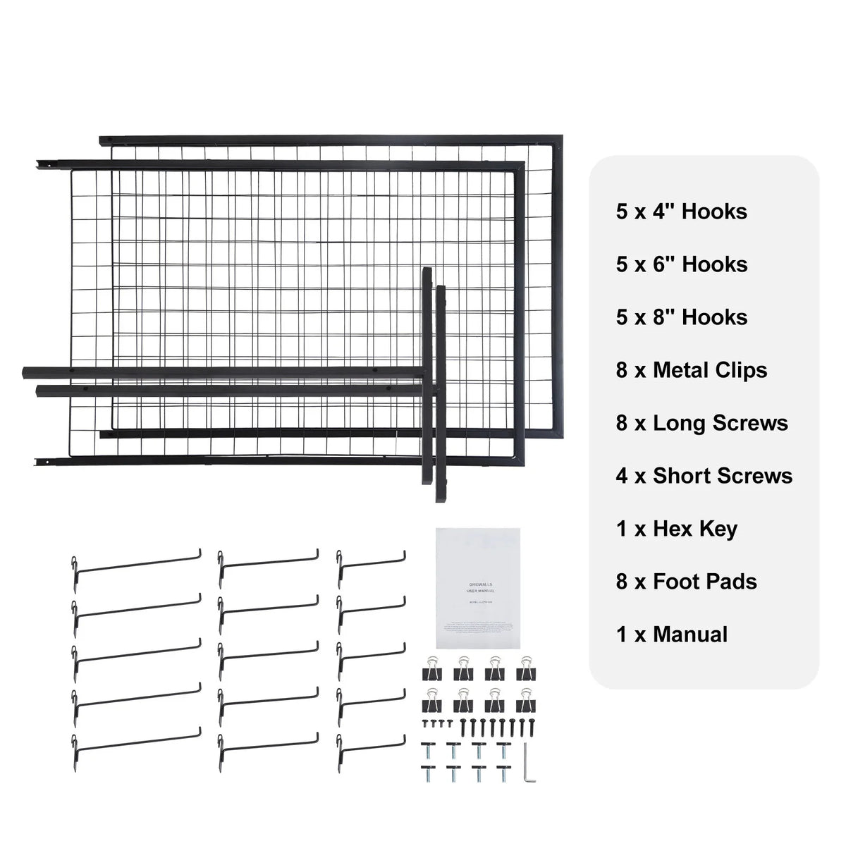 SucceBuy Double Sided Wire Grid Wall Display Rack With Hooks