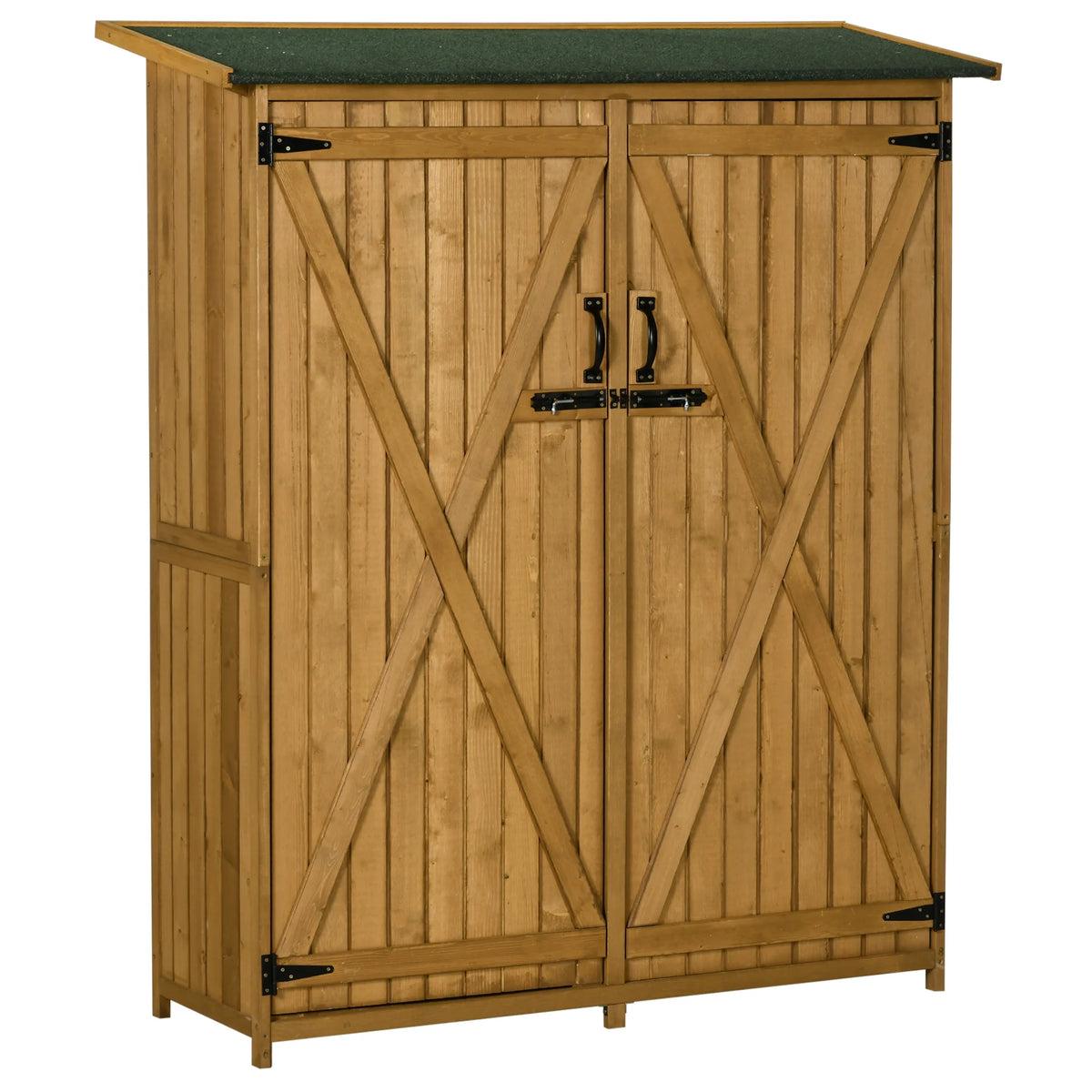 Outsunny Waterproof Wooden Garden Shed With Shelves And Asphalt Roof