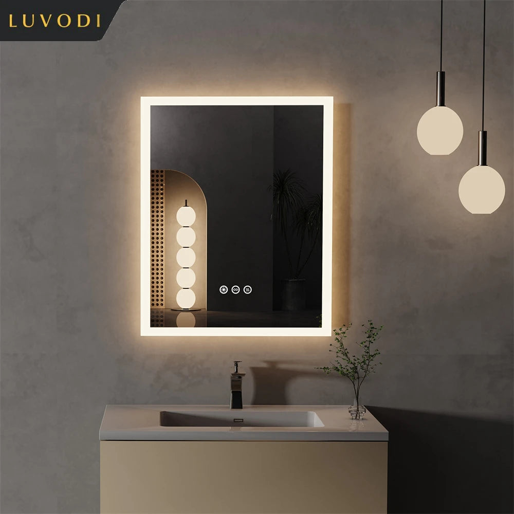 LUVODI Touch LED Bathroom Vanity Mirror With Dimming Defogger