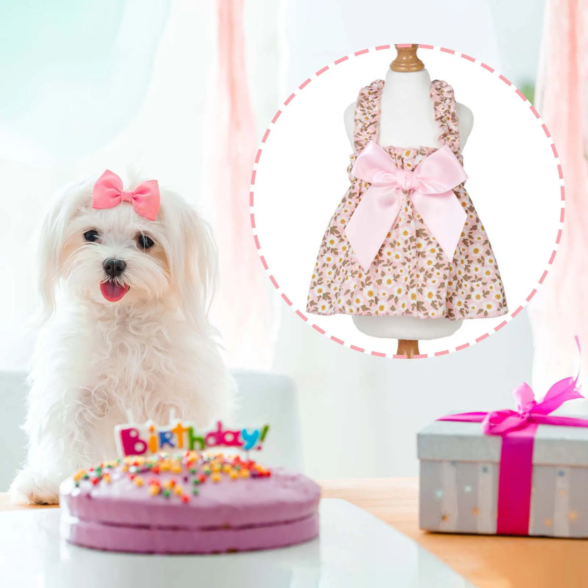 Romantic Floral Pet Dress For Small Dogs And Cats Clothing
