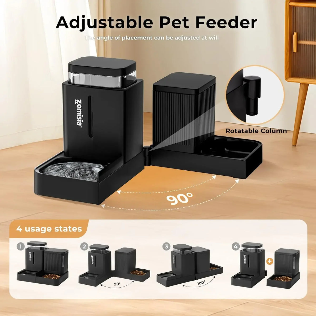 ZOMISIA Smart Automatic Cat Feeder With Food And Water Dispenser