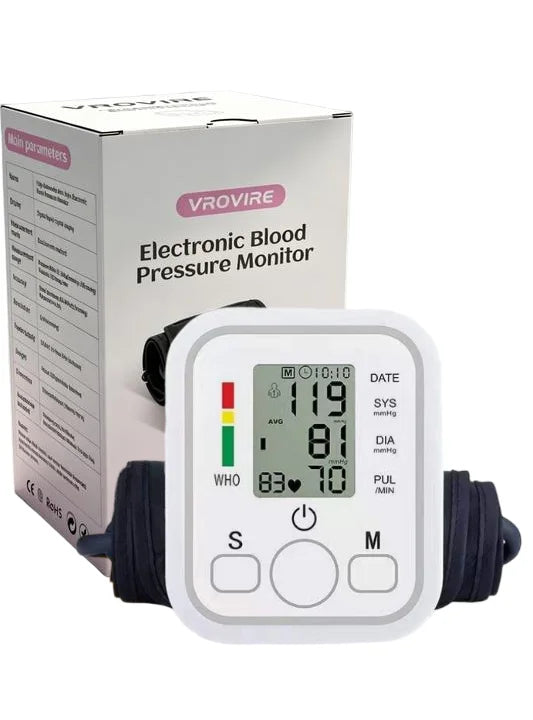 Digital Automatic Upper Arm Blood Pressure Monitor With Pulse Tracking