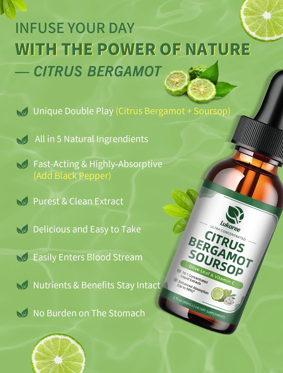 Beworths Citrus Bergamot Liquid Drops With Soursop Red Yeast Rice