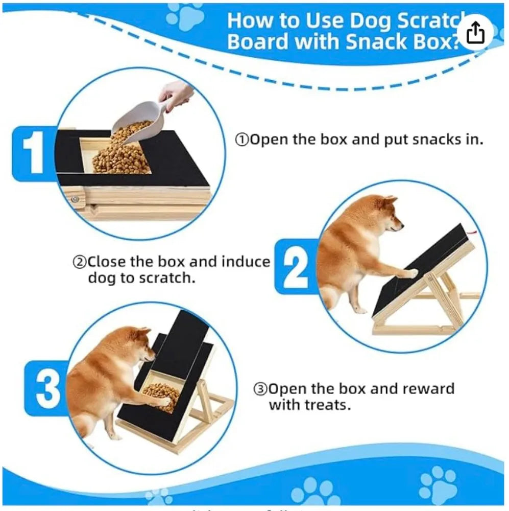 Adjustable Wooden Dog Nail Scratch Board With Treat Box