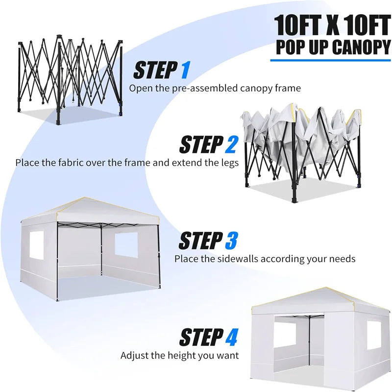 Tooluck Pop Up Canopy Tent with Sidewalls Rollup Mosquito Windows