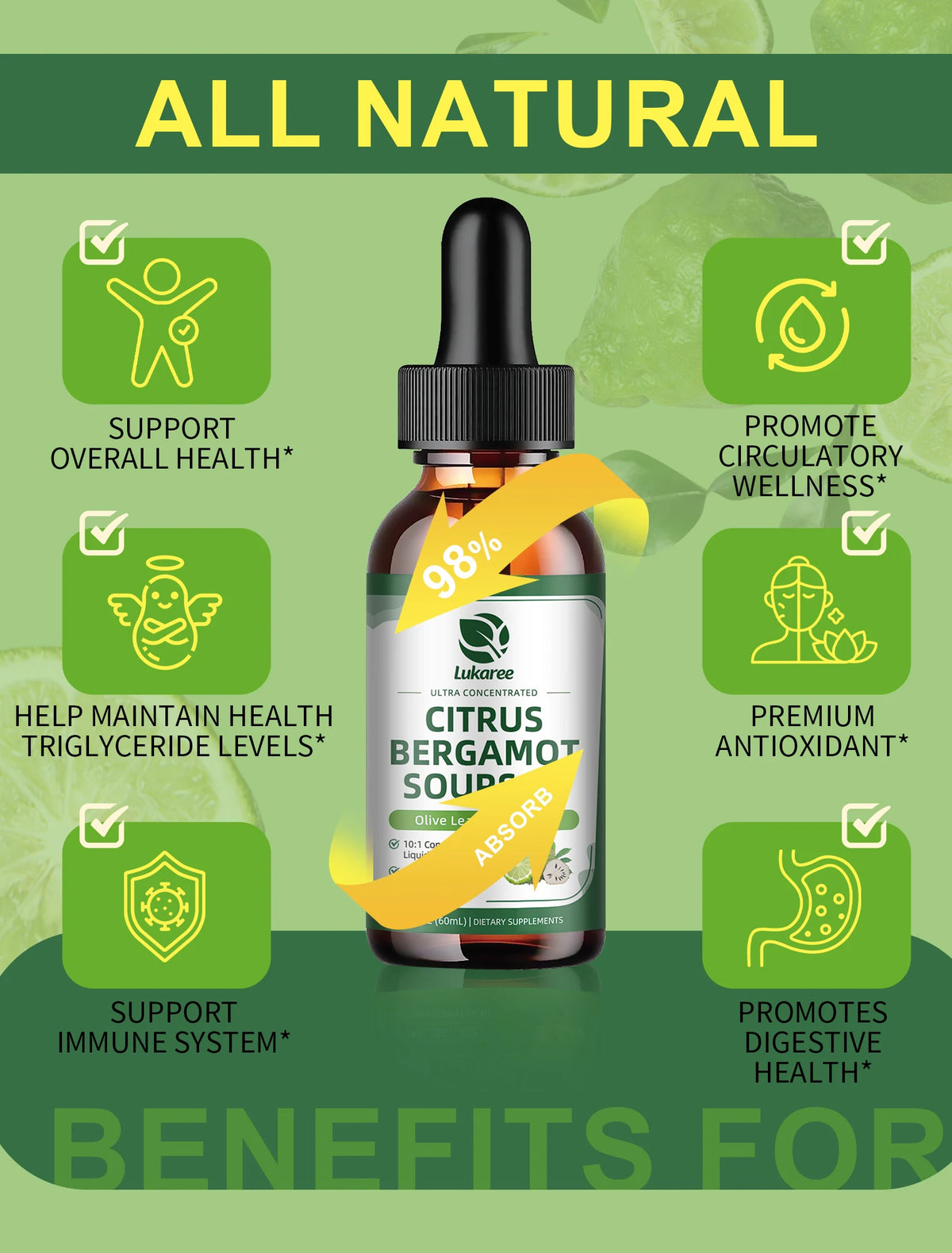 Beworths Citrus Bergamot Liquid Drops With Soursop Red Yeast Rice