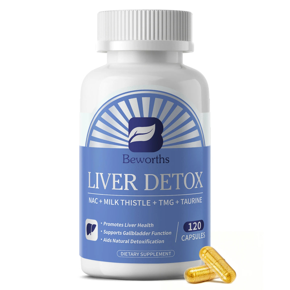 Beworths Liver Detox Pills With Milk Thistle NAC Taurine Supplement