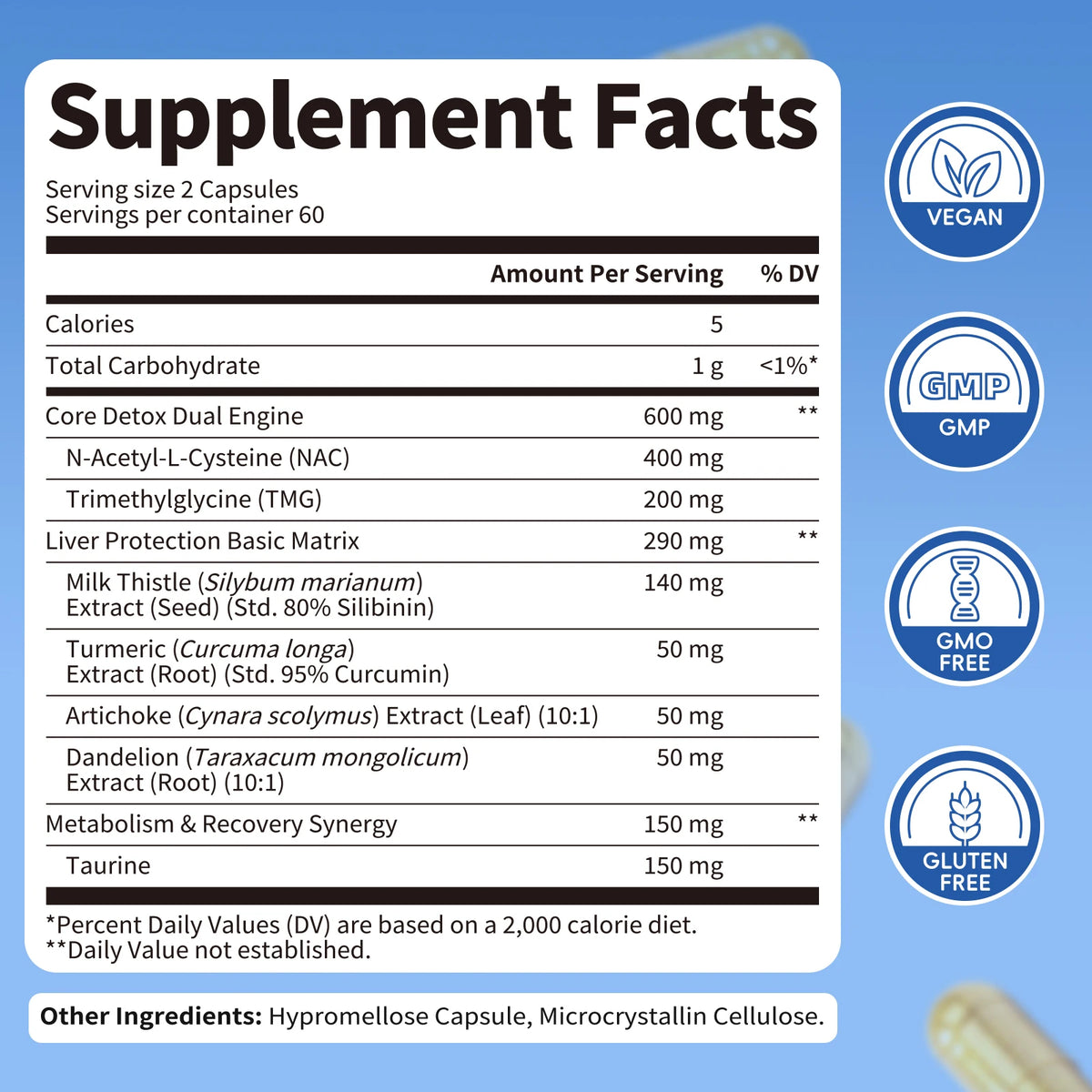 Beworths Liver Detox Pills With Milk Thistle NAC Taurine Supplement
