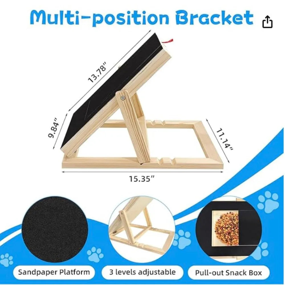 Adjustable Wooden Dog Nail Scratch Board With Treat Box